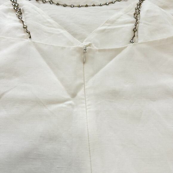 RARE Zara White Linen Jewel Strap Mini Dress Size Small Party Cocktail - Picture 8 of 8